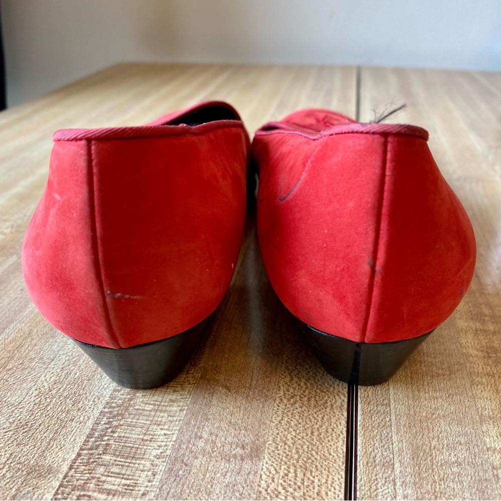 Saint Laurent Red Suede Flats - Picture 13 of 16